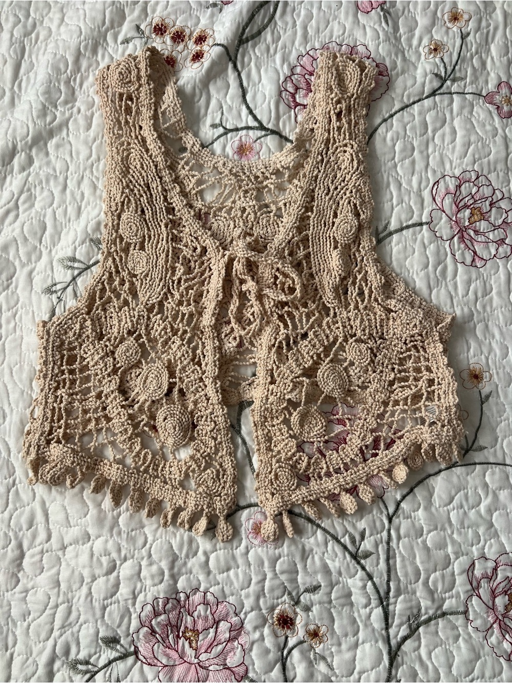 Crochet handmade Beige Tank Top Vest